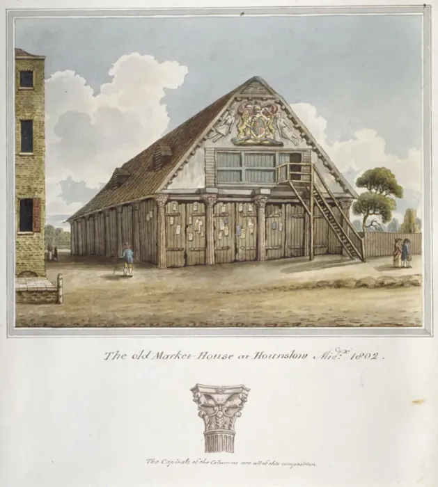 Framed Print : Market House, Fair Street, Hounslow, Middlesex, 1802 Framed Print : Market House, Fair Street, Hounslow, Middlesex, 1802