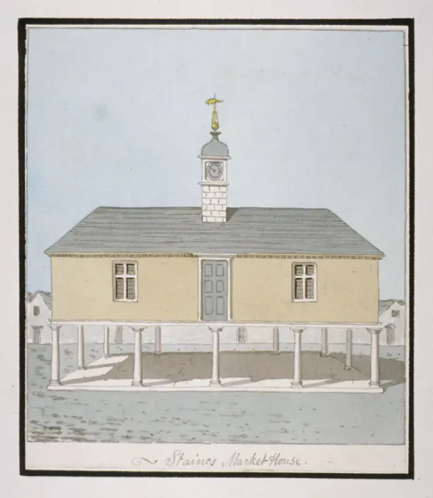 Framed Print : Market house in the Market Square, Staines, Surrey, c1820. Artist: John Oldfield Framed Print : Market house in the Market Square, Staines, Surrey, c1820. Artist: John Oldfield