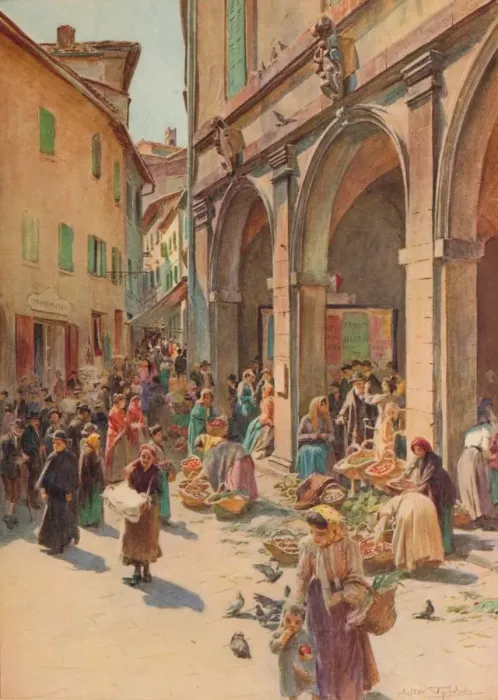 Framed Print : The Market at Montepulciano, c1900 (1913). Artist: Walter Frederick Roofe Tyndale Framed Print : The Market at Montepulciano, c1900 (1913). Artist: Walter Frederick Roofe Tyndale