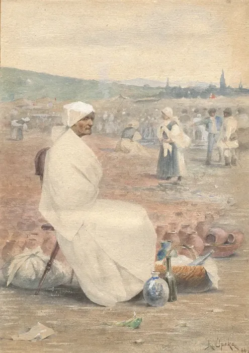 Framed Print : On the market in Myjava, 1886. Creator: Joza Uprka Framed Print : On the market in Myjava, 1886. Creator: Joza Uprka