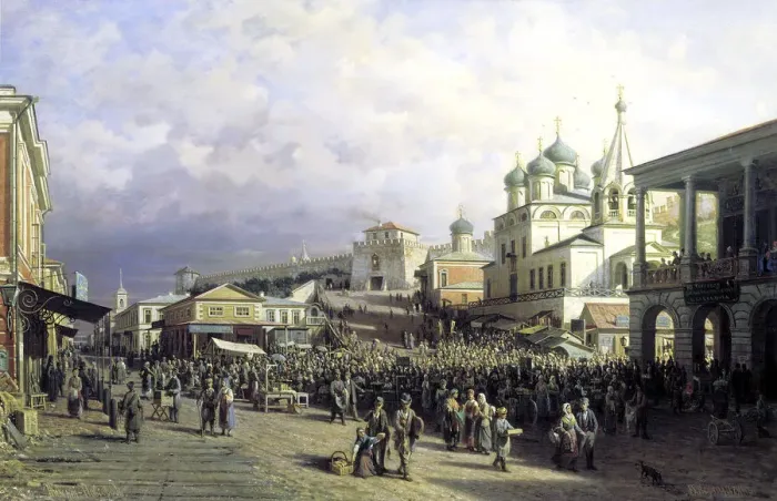 Framed Print : Market in Nizhny Novgorod, 1872. Artist: Pyotr Petrovich Vereshchagin Framed Print : Market in Nizhny Novgorod, 1872. Artist: Pyotr Petrovich Vereshchagin