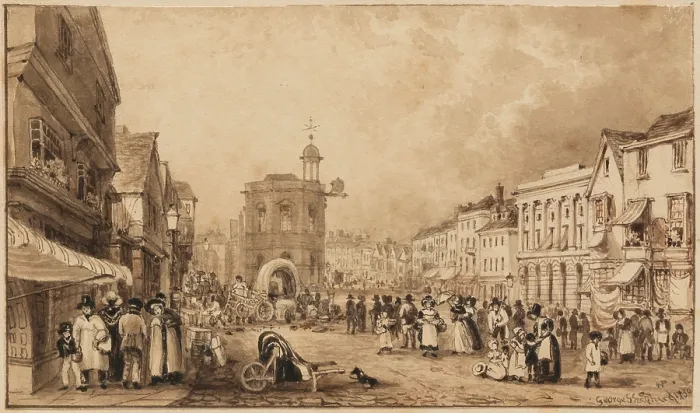 Framed Print : The Market-Place, Amersham, Bucks, c1790s-1810s. Creator: George Shepheard Framed Print : The Market-Place, Amersham, Bucks, c1790s-1810s. Creator: George Shepheard