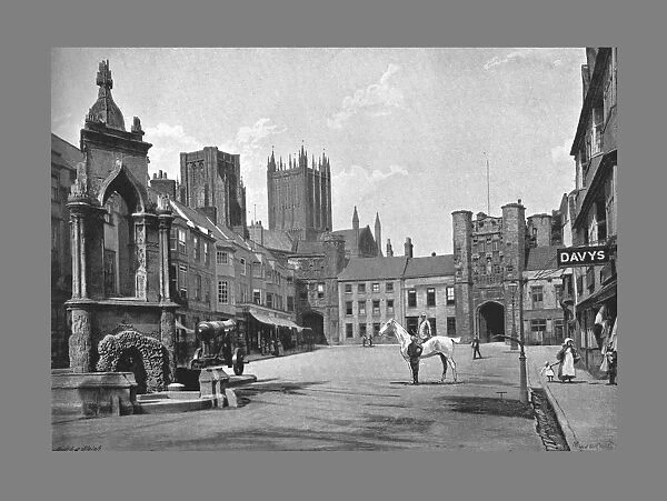 Market Place, and Cathedral Towers, Wells, c1900. Artist: Thomas W Phillips