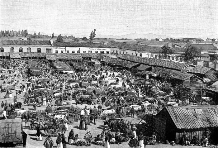 Framed Print : A market place, Chile, 1895 Framed Print : A market place, Chile, 1895
