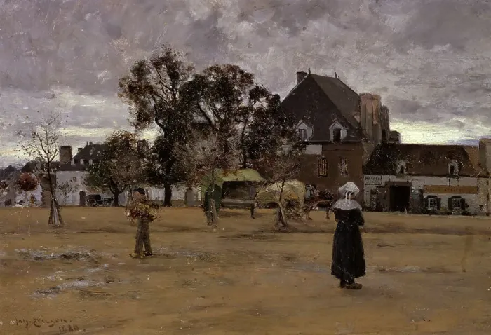 Framed Print : The Market Place, Concarneau, 1880. Creator: Johan Ericson Framed Print : The Market Place, Concarneau, 1880. Creator: Johan Ericson