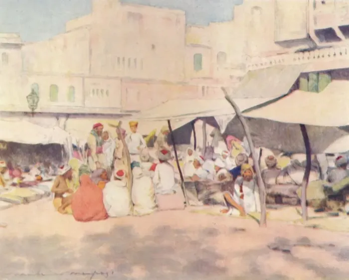 Framed Print : In the Market-place, Jeypore, 1905. Artist: Mortimer Luddington Menpes Framed Print : In the Market-place, Jeypore, 1905. Artist: Mortimer Luddington Menpes