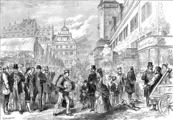 Framed Print : The Market-Place, Leipsic, during the Fair, 1872. Creator: Unknown Framed Print : The Market-Place, Leipsic, during the Fair, 1872. Creator: Unknown