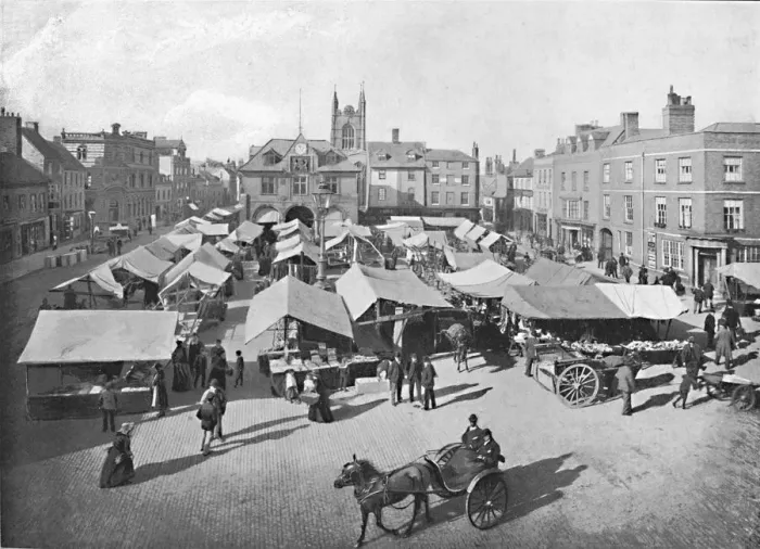 Framed Print : Market-Place, Peterborough, c1896. Artist: H Marriott Framed Print : Market-Place, Peterborough, c1896. Artist: H Marriott