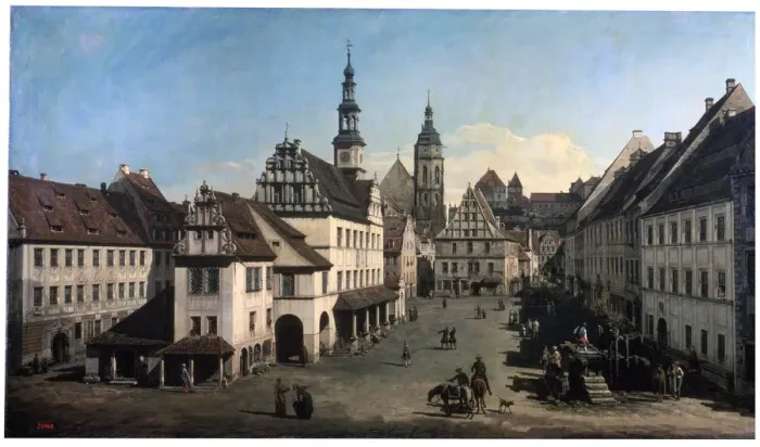 Framed Print : The Market Place in Pirna, c1752-c1755. Artist: Bernardo Bellotto Framed Print : The Market Place in Pirna, c1752-c1755. Artist: Bernardo Bellotto