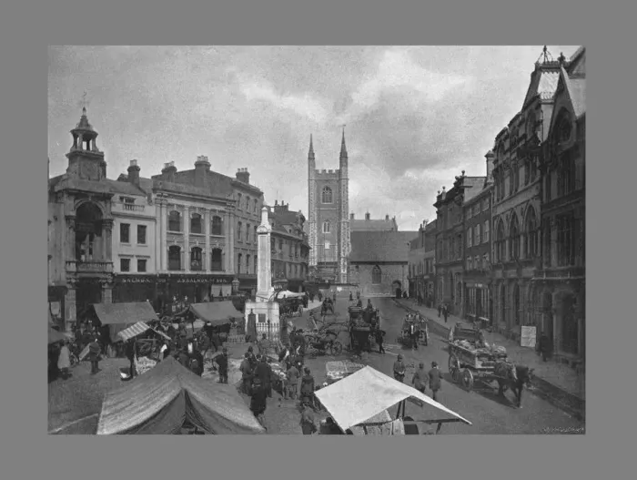 Framed Print : Market Place, Reading, c1900. Artist: SV White Framed Print : Market Place, Reading, c1900. Artist: SV White