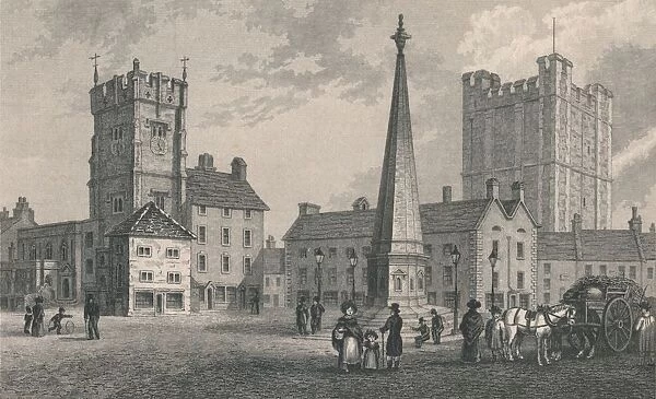 Market Place Richmond, Trinity Church and Keep of Richmond Castle, 1831. Artist: J Shury