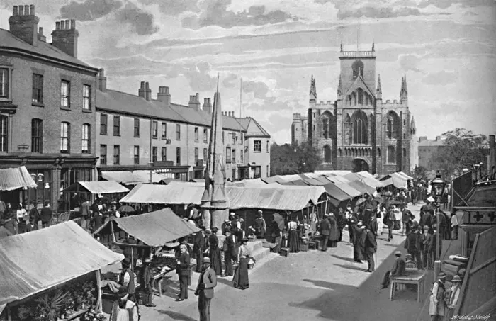 Framed Print : Market Place, Selby, c1896. Artist: Poulton & Co Framed Print : Market Place, Selby, c1896. Artist: Poulton & Co