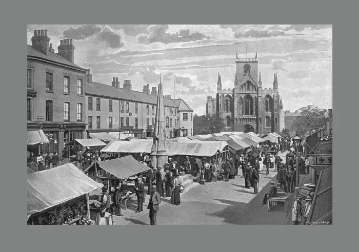Framed Print : Market Place, Selby, c1900. Artist: Poulton & Co Framed Print : Market Place, Selby, c1900. Artist: Poulton & Co