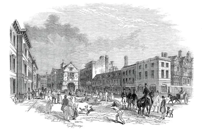 Framed Print : The market-place, Shrewsbury, 1845. Creator: Smyth Framed Print : The market-place, Shrewsbury, 1845. Creator: Smyth