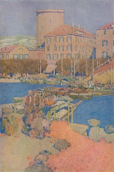 The Market-Place at Spalato, 1913. Artist: Jules Guerin