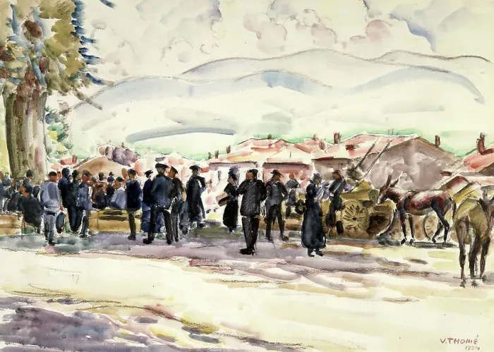 Framed Print : Market in the Pyrenees, 1934. Creator: Verner Thome Framed Print : Market in the Pyrenees, 1934. Creator: Verner Thome