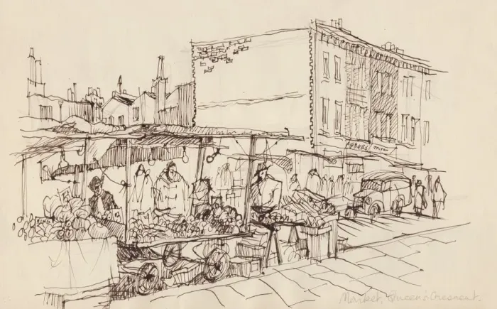 Framed Print : Market, Queens Crescent, c1950. Creator: Shirley Markham Framed Print : Market, Queens Crescent, c1950. Creator: Shirley Markham