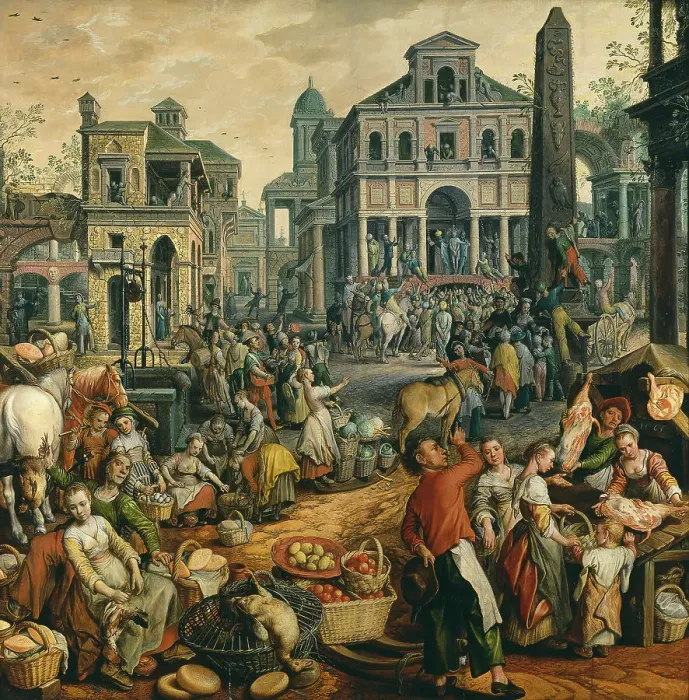 Framed Print : Market Scene with Ecce Homo, 1565. Creator: Joachim Beuckelaer Framed Print : Market Scene with Ecce Homo, 1565. Creator: Joachim Beuckelaer