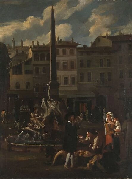 Market Scene in Rome, Piazza Navonna, 1650-1680. Creator: Unknown
