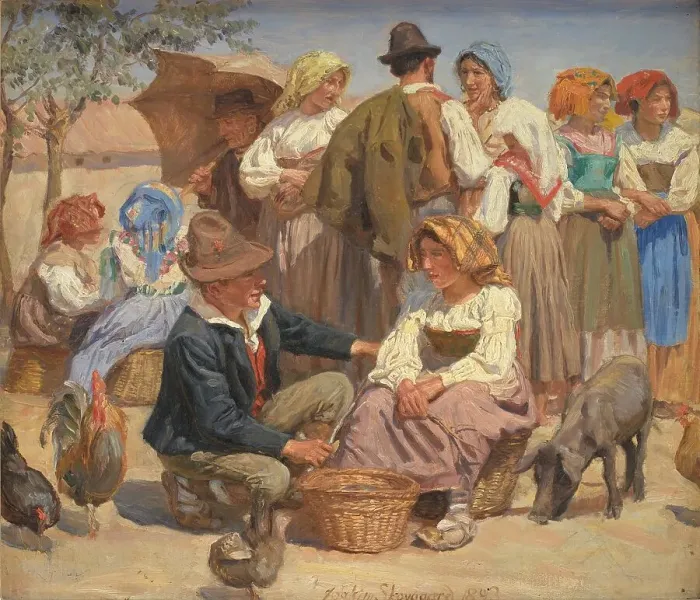 Framed Print : Market in Sora, 1893. Creator: Joakim Skovgaard Framed Print : Market in Sora, 1893. Creator: Joakim Skovgaard
