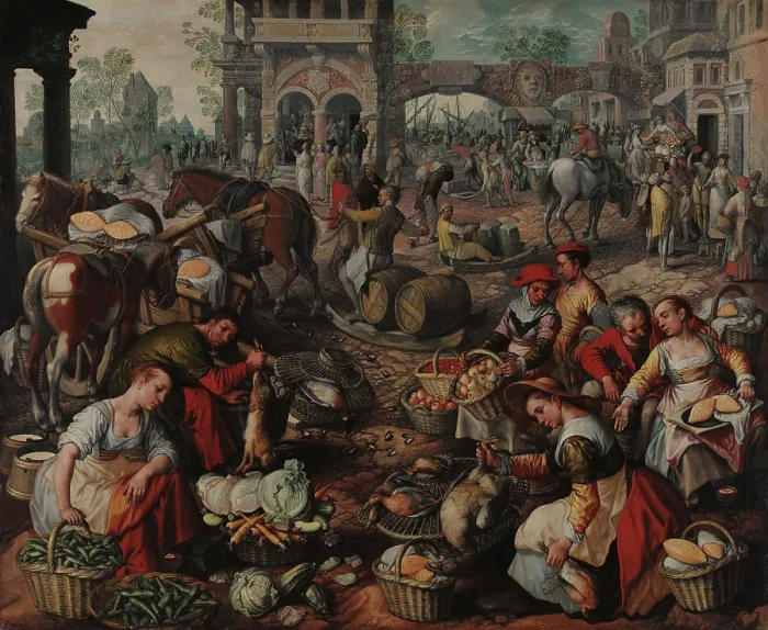 Framed Print : Market in the Square, 1566. Creator: Beuckelaer, Joachim (ca. 1533-1574) Framed Print : Market in the Square, 1566. Creator: Beuckelaer, Joachim (ca. 1533-1574)