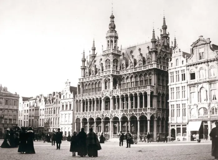 Framed Print : Market Square, Brussels, 1898. Artist: James Batkin Framed Print : Market Square, Brussels, 1898. Artist: James Batkin