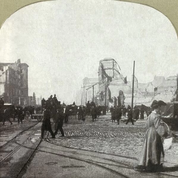 Market St. from ferry depot - Chronicle and Call buildings in distance, 1906. Creator: Unknown