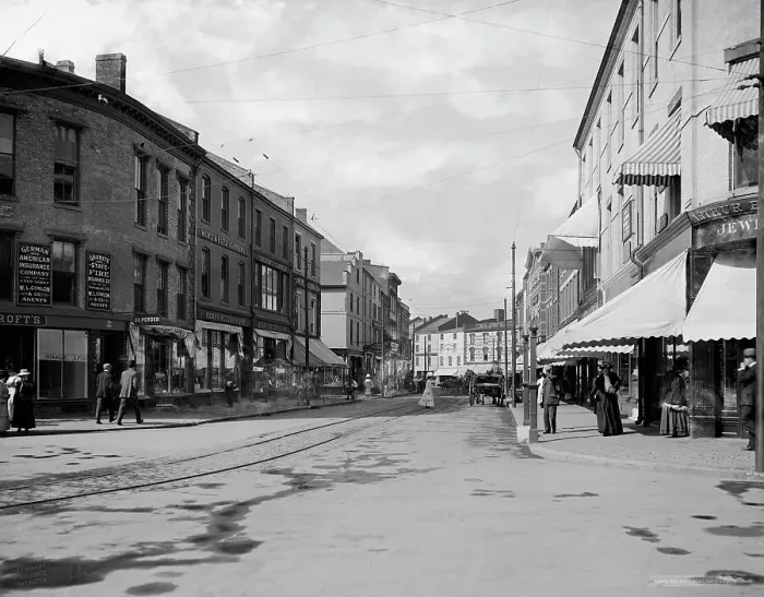 Framed Print : Market Street, Portsmouth, N.H. c.between 1910 and 1920. Creator: Unknown Framed Print : Market Street, Portsmouth, N.H. c.between 1910 and 1920. Creator: Unknown