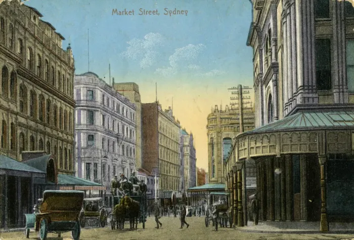 Framed Print : Market Street, Sydney, New South Wales, Australia, c1900-c1919 Framed Print : Market Street, Sydney, New South Wales, Australia, c1900-c1919