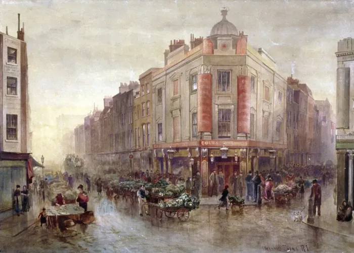 Framed Print : Market on a Sunday morning at Seven Dials, Holborn, London, 1878 Framed Print : Market on a Sunday morning at Seven Dials, Holborn, London, 1878