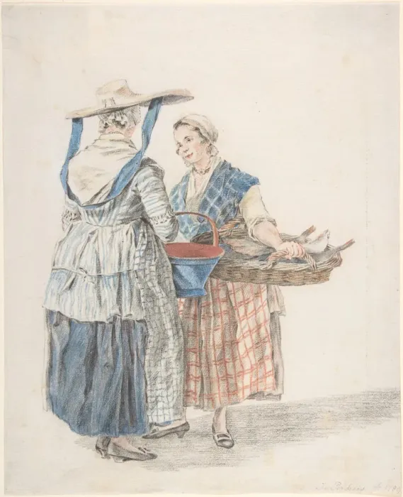 Framed Print : Two Market Women, 1789. Creator: Jacobus Perkois Framed Print : Two Market Women, 1789. Creator: Jacobus Perkois