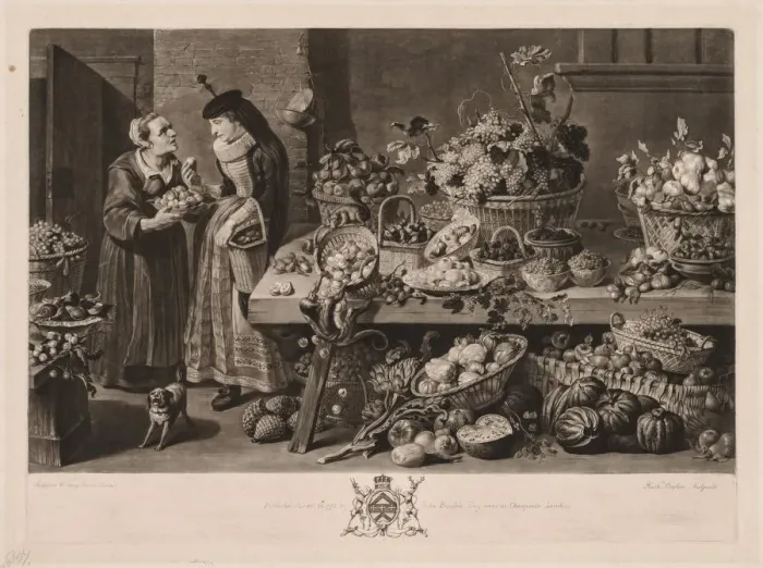 Framed Print : The Four Markets: The Fruit Market, 1775. Creator: Richard Earlom (British, 1743-1822) Framed Print : The Four Markets: The Fruit Market, 1775. Creator: Richard Earlom (British, 1743-1822)