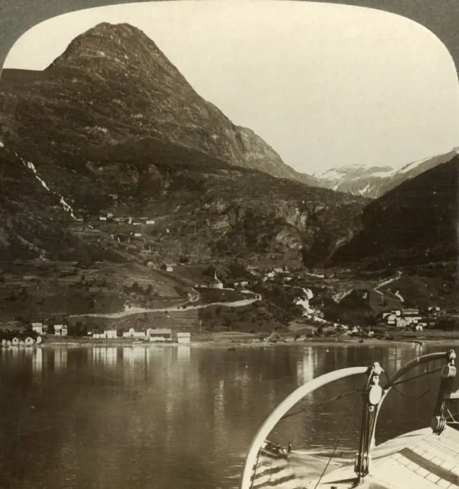 Framed Print : Marok and the giant heights behind it, S. S. E. from Geirangerfjord, Norway, c1905 Framed Print : Marok and the giant heights behind it, S. S. E. from Geirangerfjord, Norway, c1905