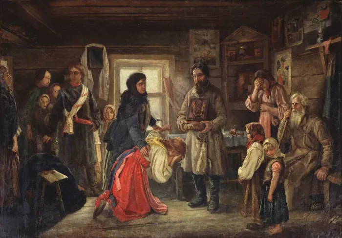 Framed Print : Before the marriage, 1900s. Artist: Tselebrovski, Pyotr Ivanovich (1859-1921) Framed Print : Before the marriage, 1900s. Artist: Tselebrovski, Pyotr Ivanovich (1859-1921)