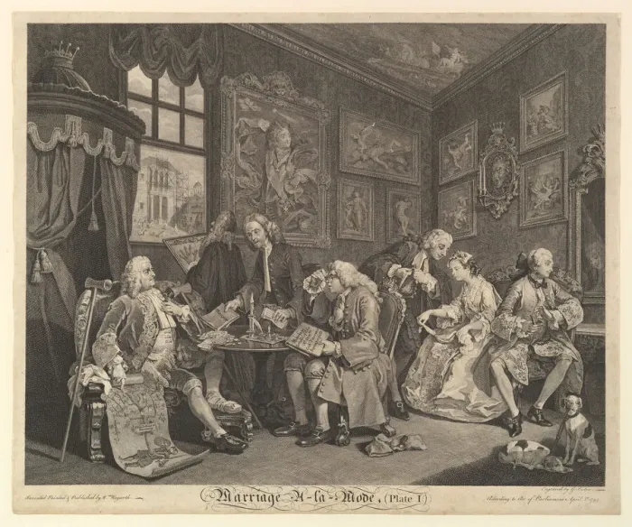 Framed Print : Marriage A-la-Mode, Plate I, April 1, 1745. Creator: Gerard Jean-Baptiste Scotin Framed Print : Marriage A-la-Mode, Plate I, April 1, 1745. Creator: Gerard Jean-Baptiste Scotin