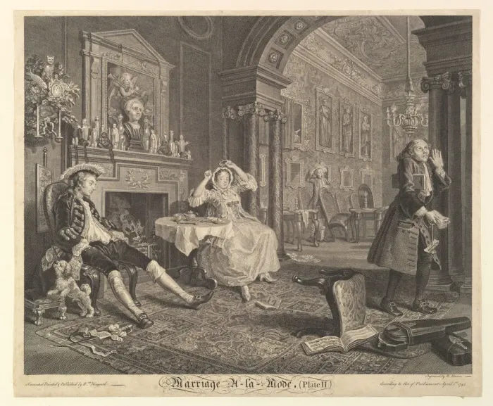 Framed Print : Marriage A-la-Mode, Plate II, April 1, 1745. Creator: Bernard Baron Framed Print : Marriage A-la-Mode, Plate II, April 1, 1745. Creator: Bernard Baron