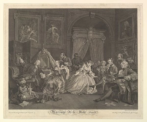 Marriage A-la-Mode, Plate IV, April 1, 1745. Creator: Simon Francois Ravenet