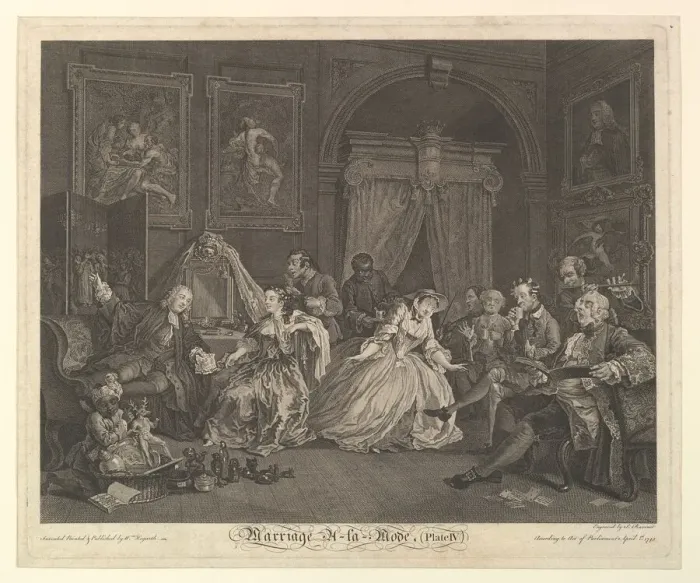 Framed Print : Marriage A-la-Mode, Plate IV, April 1, 1745. Creator: Simon Francois Ravenet Framed Print : Marriage A-la-Mode, Plate IV, April 1, 1745. Creator: Simon Francois Ravenet