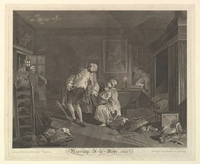 Framed Print : Marriage A-la-Mode, Plate V, April 1745. Creator: Simon Francois Ravenet Framed Print : Marriage A-la-Mode, Plate V, April 1745. Creator: Simon Francois Ravenet