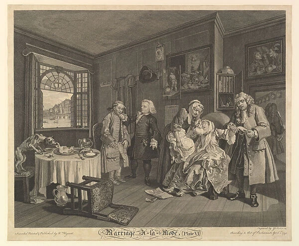Marriage A-la-Mode, Plate VI, April 1, 1745. Creator: Gerard Jean-Baptiste Scotin