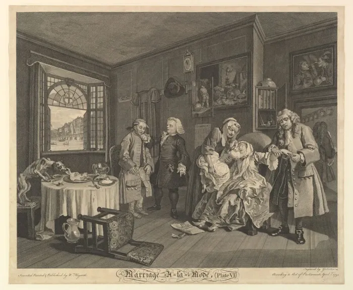 Framed Print : Marriage A-la-Mode, Plate VI, April 1, 1745. Creator: Gerard Jean-Baptiste Scotin Framed Print : Marriage A-la-Mode, Plate VI, April 1, 1745. Creator: Gerard Jean-Baptiste Scotin