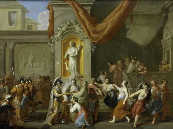 Framed Print : The Marriage of Alexander the Great and Roxane of Bactria, 1670-1733. Creator: Gerard Hoet Framed Print : The Marriage of Alexander the Great and Roxane of Bactria, 1670-1733. Creator: Gerard Hoet