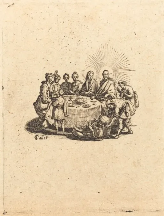 Framed Print : The Marriage at Cana, 1618. Creator: Jacques Callot Framed Print : The Marriage at Cana, 1618. Creator: Jacques Callot