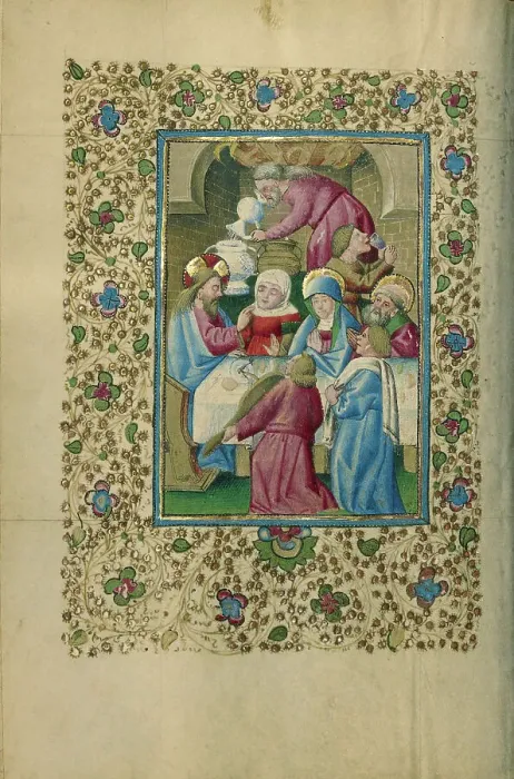 Framed Print : The Marriage at Cana; Book of Hours, about 1460. Creator: Unknown Framed Print : The Marriage at Cana; Book of Hours, about 1460. Creator: Unknown
