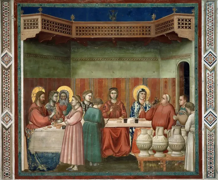 Framed Print : Marriage at Cana (From the cycles of The Life of Christ), 1304-1306. Creator: Giotto di Bondone (1266-1377) Framed Print : Marriage at Cana (From the cycles of The Life of Christ), 1304-1306. Creator: Giotto di Bondone (1266-1377)