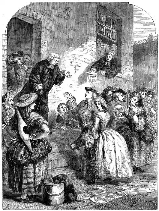 Framed Print : A marriage ceremony in Fleet Prison during the reign of George II, 19th century. Artist: C Sheeres Framed Print : A marriage ceremony in Fleet Prison during the reign of George II, 19th century. Artist: C Sheeres