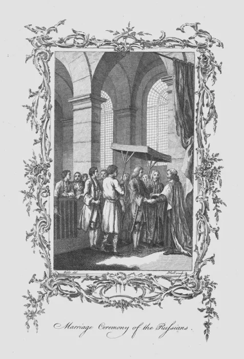 Framed Print : Marriage Ceremony of the Russians, late 18th century. Artist: J Hall Framed Print : Marriage Ceremony of the Russians, late 18th century. Artist: J Hall