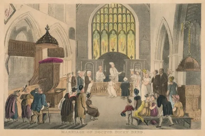 Framed Print : Marriage of Doctor Dicky Bend, 1820. Artist: Thomas Rowlandson Framed Print : Marriage of Doctor Dicky Bend, 1820. Artist: Thomas Rowlandson