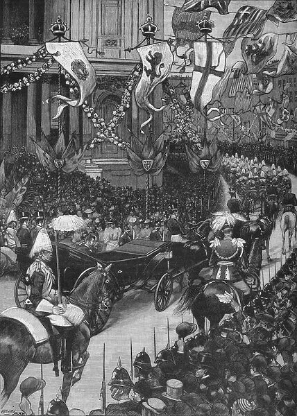 Marriage of the Duke of York: the royal procession passing St Pauls Cathedral, 1893 (1906). Artist: Arthur Salmon
