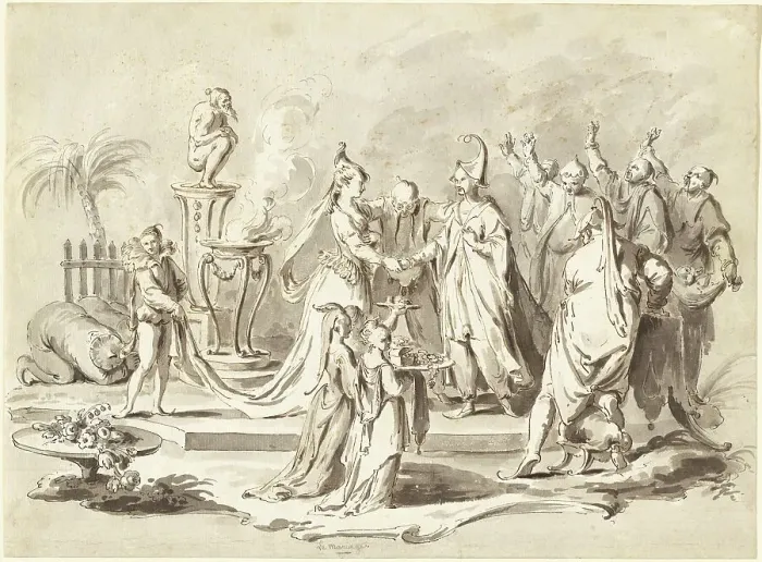 Framed Print : The Marriage of Europe and China, c. 1760. Creator: Pietro Antonio Novelli Framed Print : The Marriage of Europe and China, c. 1760. Creator: Pietro Antonio Novelli